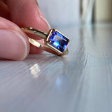 Fiona - 14k Tanzanite Ring with a Diamond Dotted Band