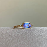 Fiona - 14k Tanzanite Ring with a Diamond Dotted Band