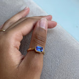 Fiona - 14k Tanzanite Ring with a Diamond Dotted Band