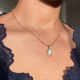 14k Hammered Moonstone Pendant