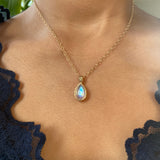 14k Hammered Moonstone Pendant