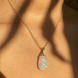 Ribbon - 18k Top Grade Opal and Diamond Pendant