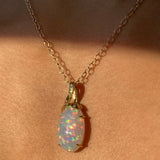 Ribbon - 18k Top Grade Opal and Diamond Pendant