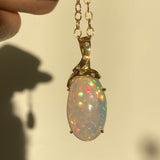 Ribbon - 18k Top Grade Opal and Diamond Pendant