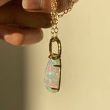 Ribbon - 18k Top Grade Opal and Diamond Pendant