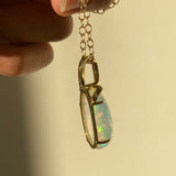 Ribbon - 18k Top Grade Opal and Diamond Pendant