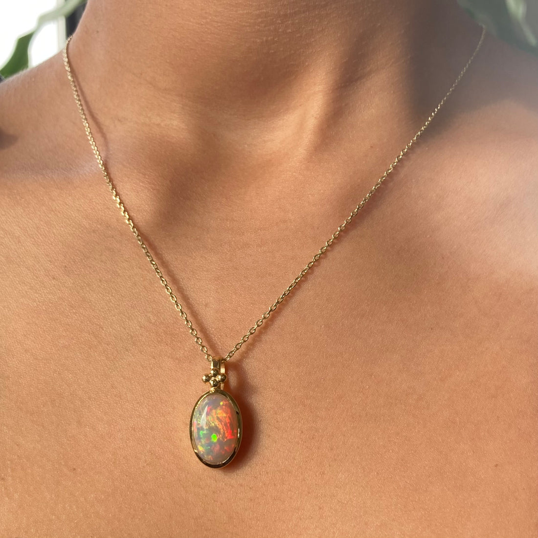 14k Opal Pendant with Gold Granules