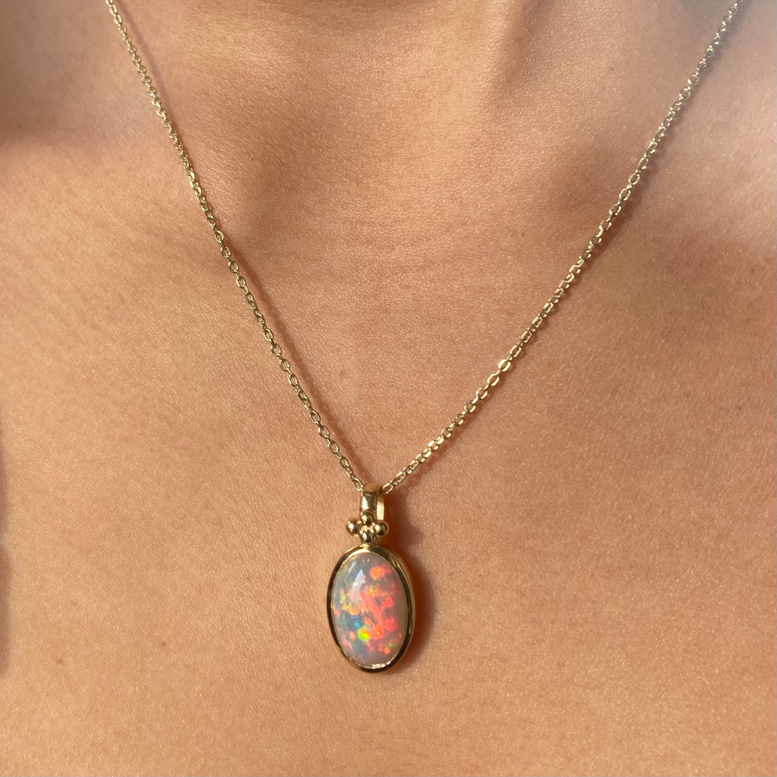 14k Opal Pendant with Gold Granules