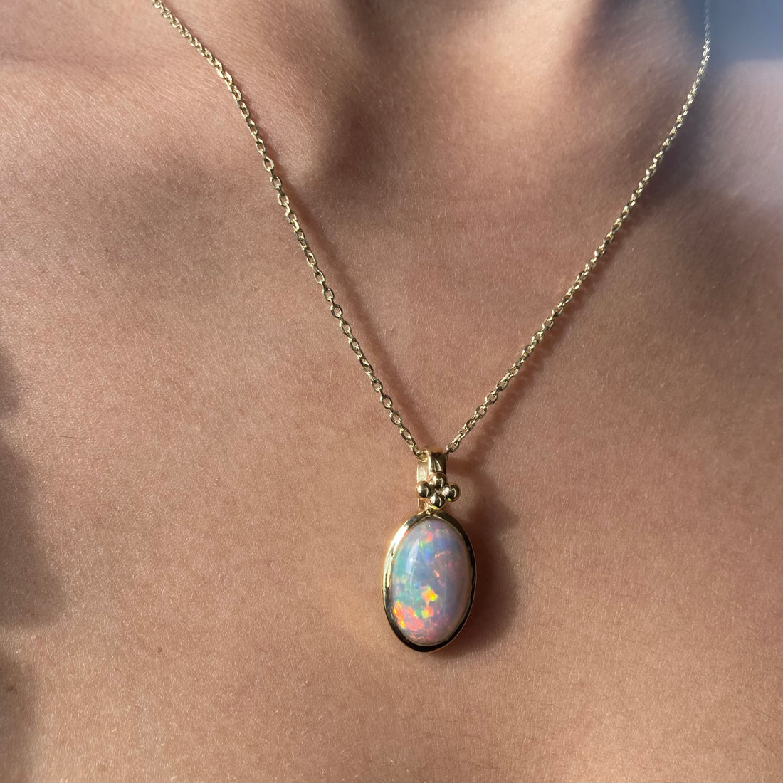 14k Opal Pendant with Gold Granules
