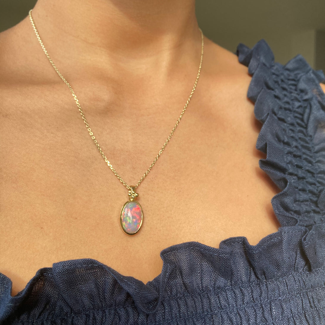 14k Opal Pendant with Gold Granules