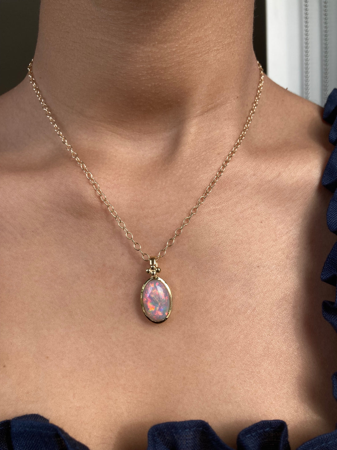 14k Opal Pendant with Gold Granules