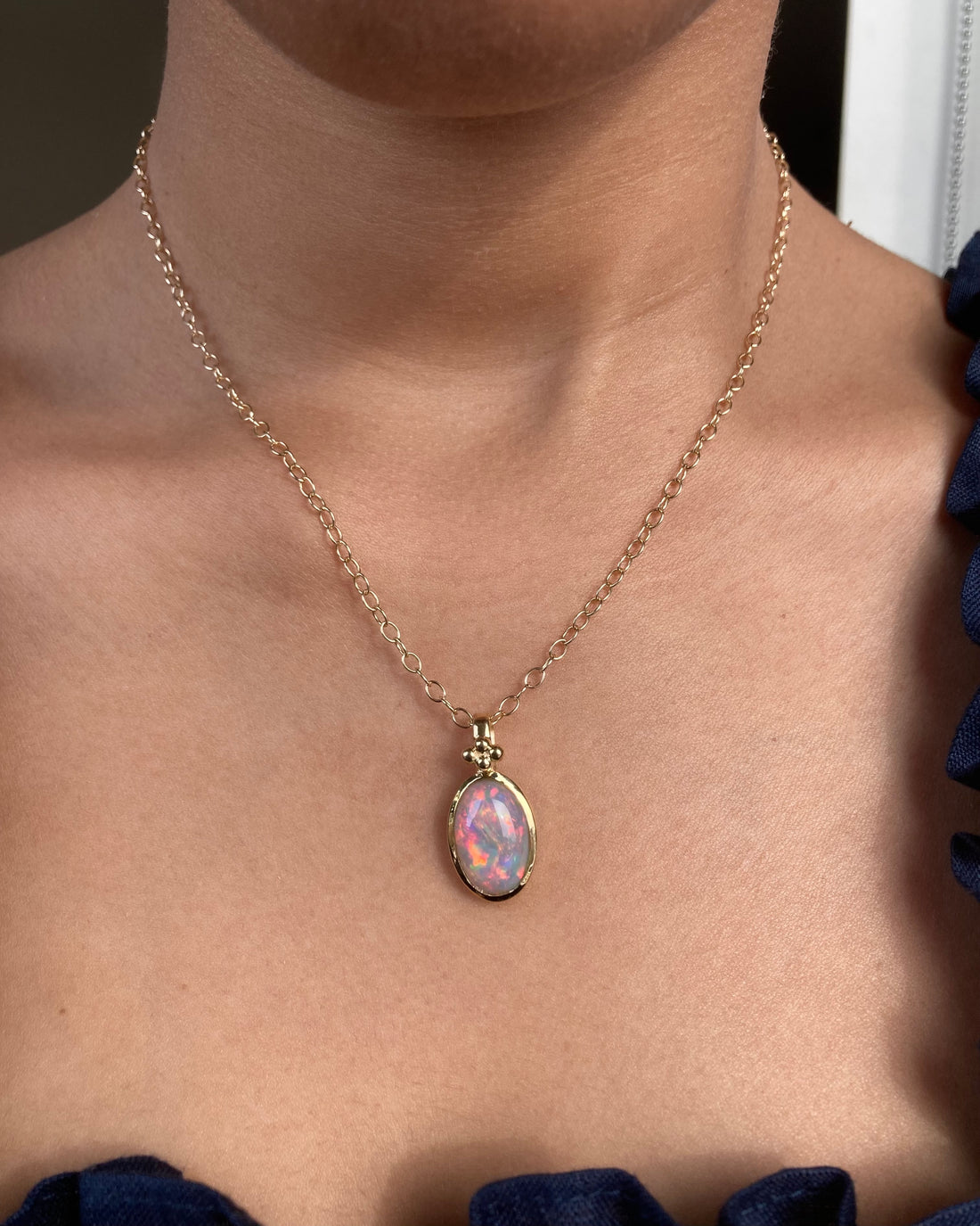 14k Opal Pendant with Gold Granules