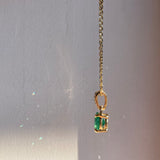 14k No Oil Zambian Emerald and Diamond Pendant