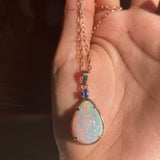 Nova - 14k Rose Gold Opal and Sapphire Pendant