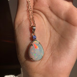 Nova - 14k Rose Gold Opal and Sapphire Pendant