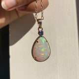 Nova - 14k Rose Gold Opal and Sapphire Pendant