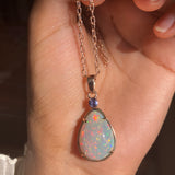 Nova - 14k Rose Gold Opal and Sapphire Pendant