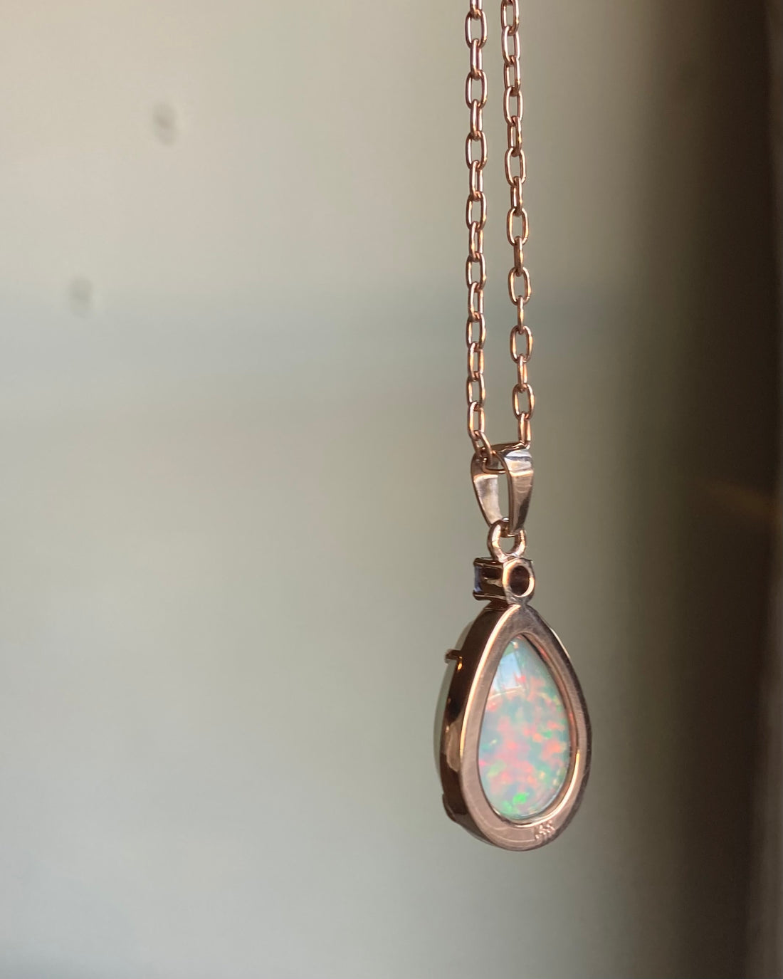Nova - 14k Rose Gold Opal and Sapphire Pendant