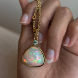Grace - 14k Ethiopian Opal and Montana Sapphire Pendant