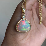 Grace - 14k Ethiopian Opal and Montana Sapphire Pendant