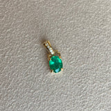 14k No Oil Zambian Emerald and Diamond Pendant