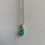 14k No Oil Zambian Emerald and Diamond Pendant