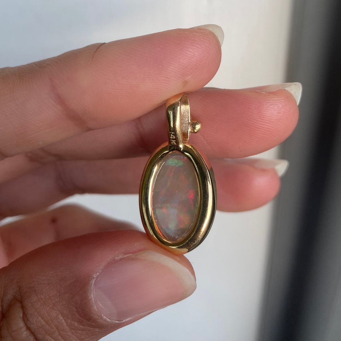 14k Opal Pendant with Gold Granules