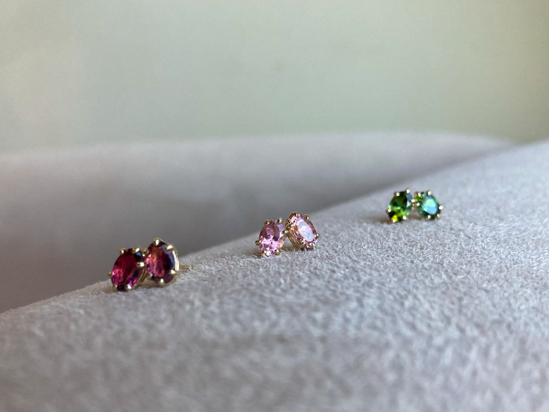 14k Blush Pink Tourmaline Studs