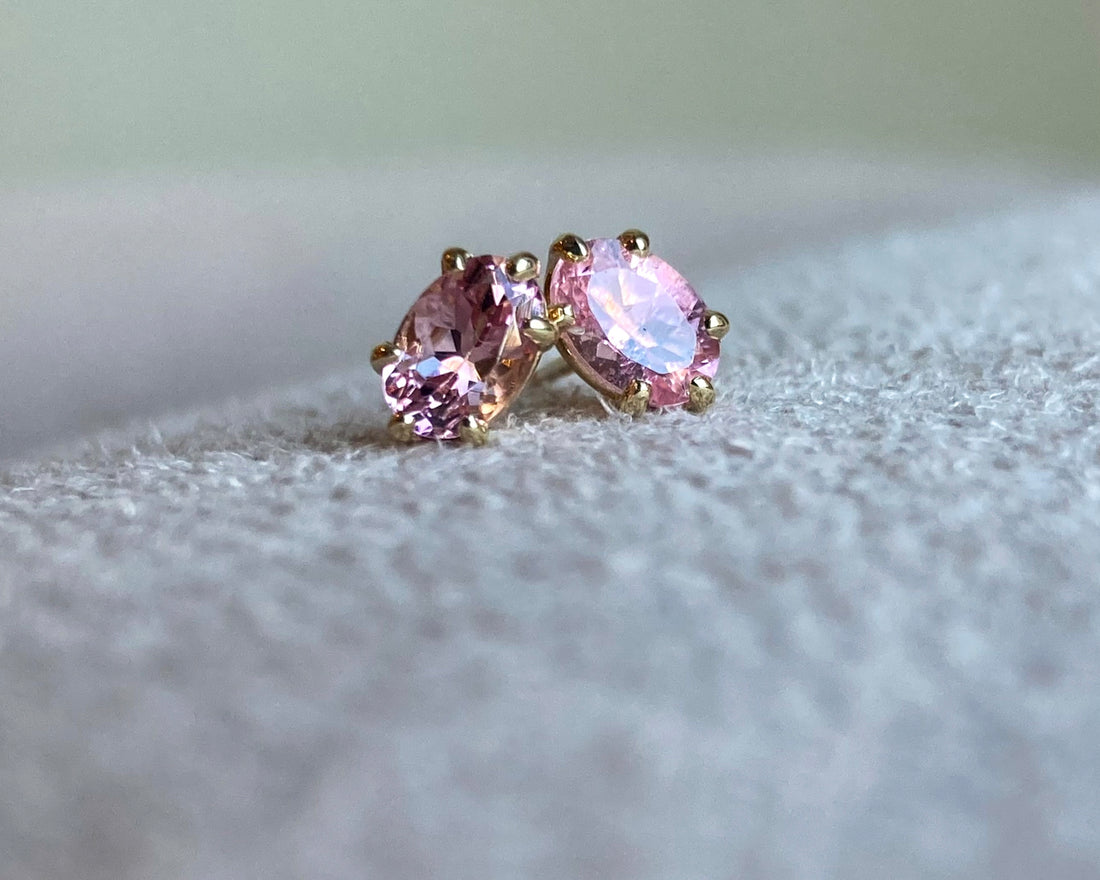 14k Blush Pink Tourmaline Studs