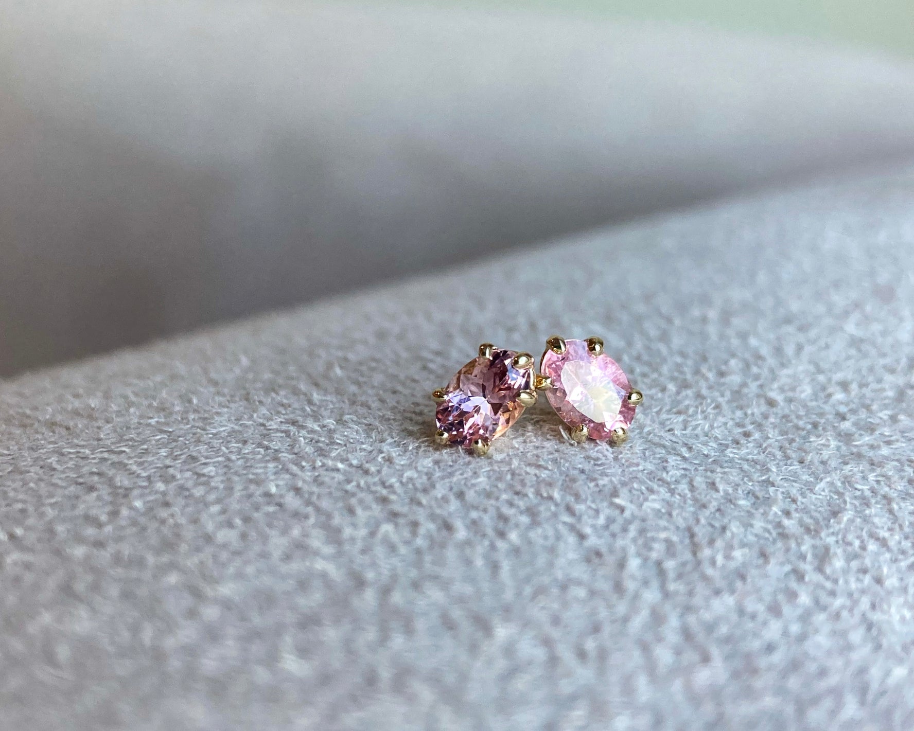14k Blush Pink Tourmaline Studs