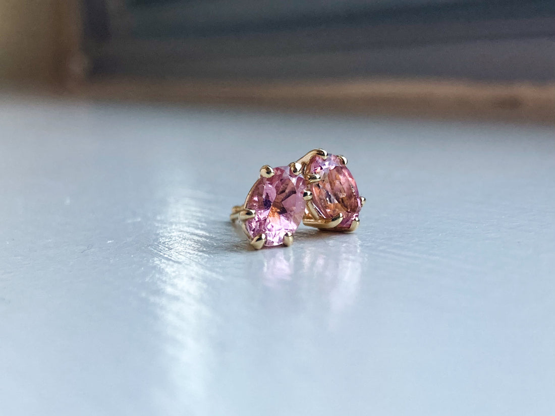 14k Blush Pink Tourmaline Studs