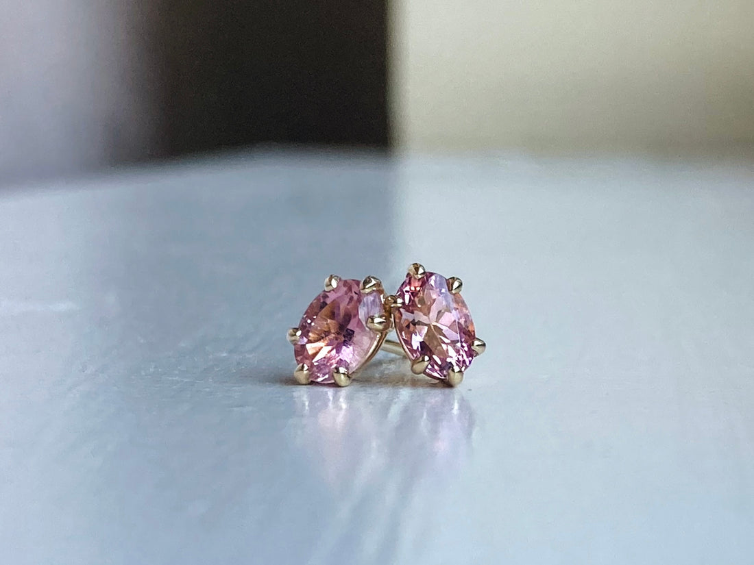 14k Blush Pink Tourmaline Studs