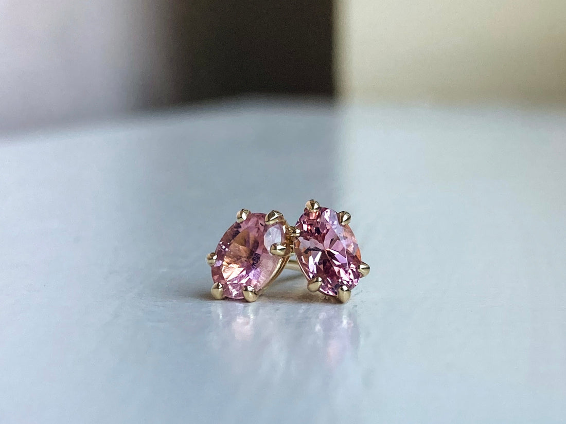 14k Blush Pink Tourmaline Studs