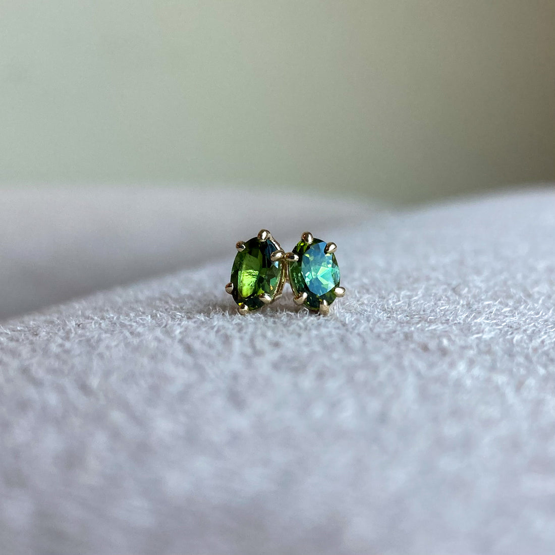 14k Green Tourmaline Studs
