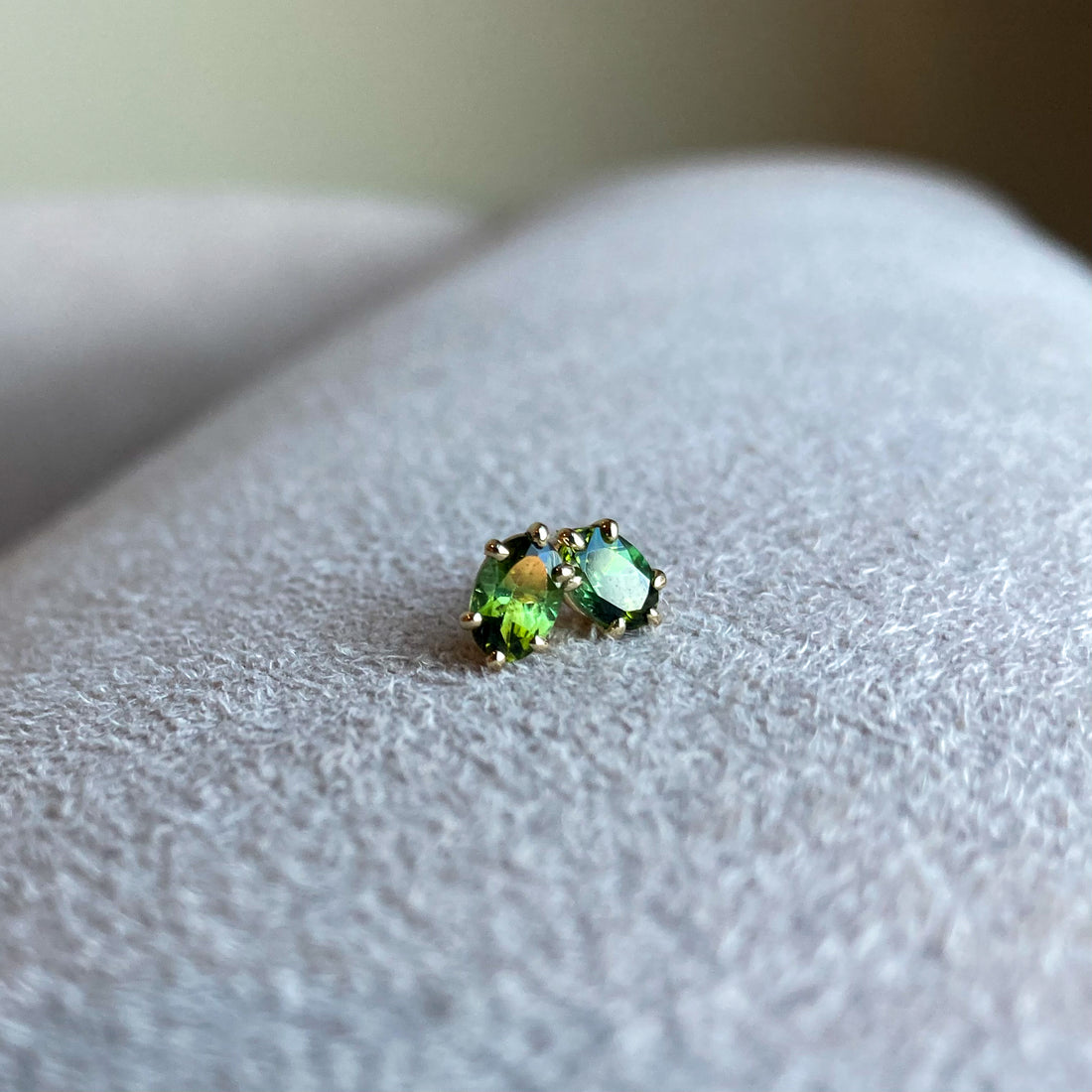 14k Green Tourmaline Studs