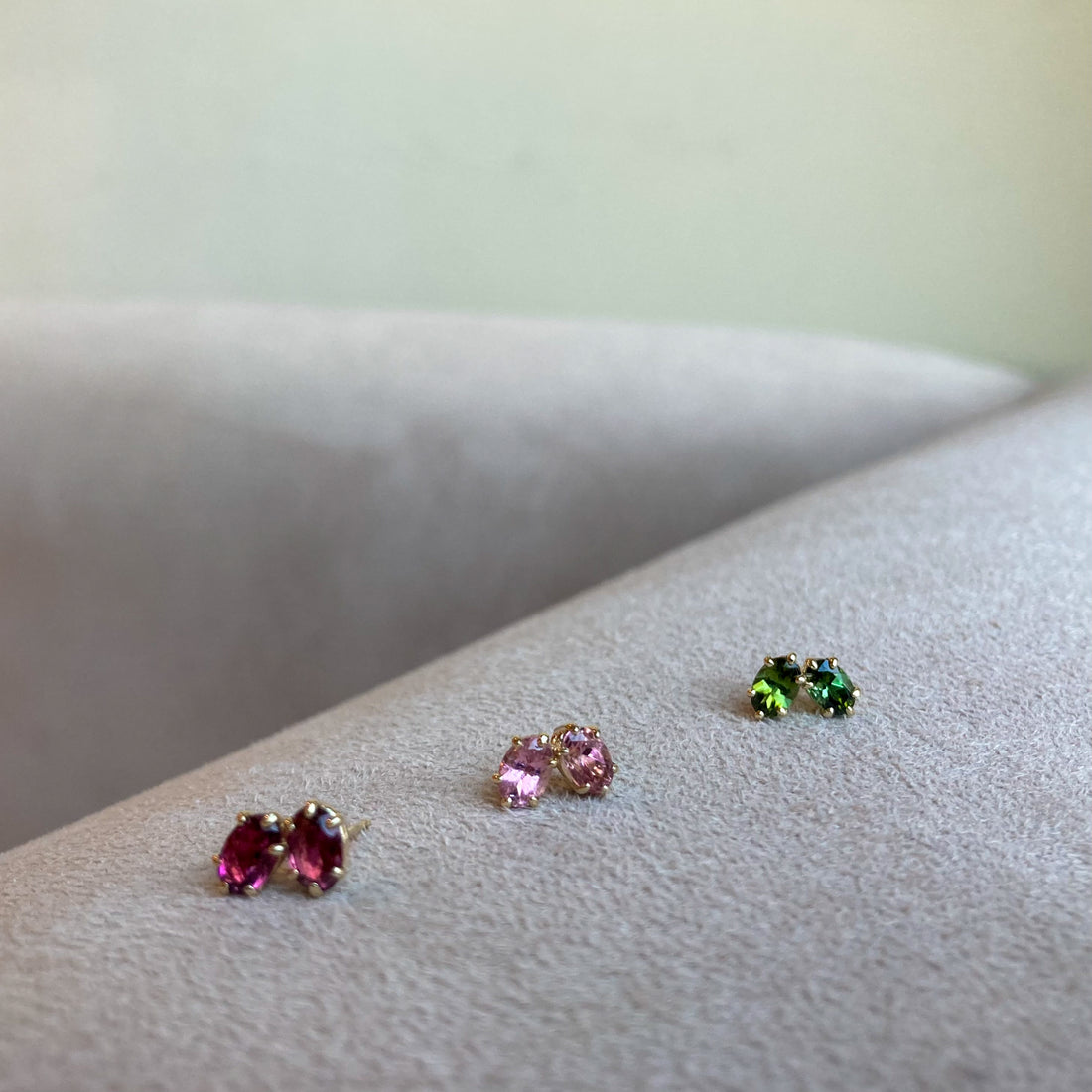 14k Green Tourmaline Studs
