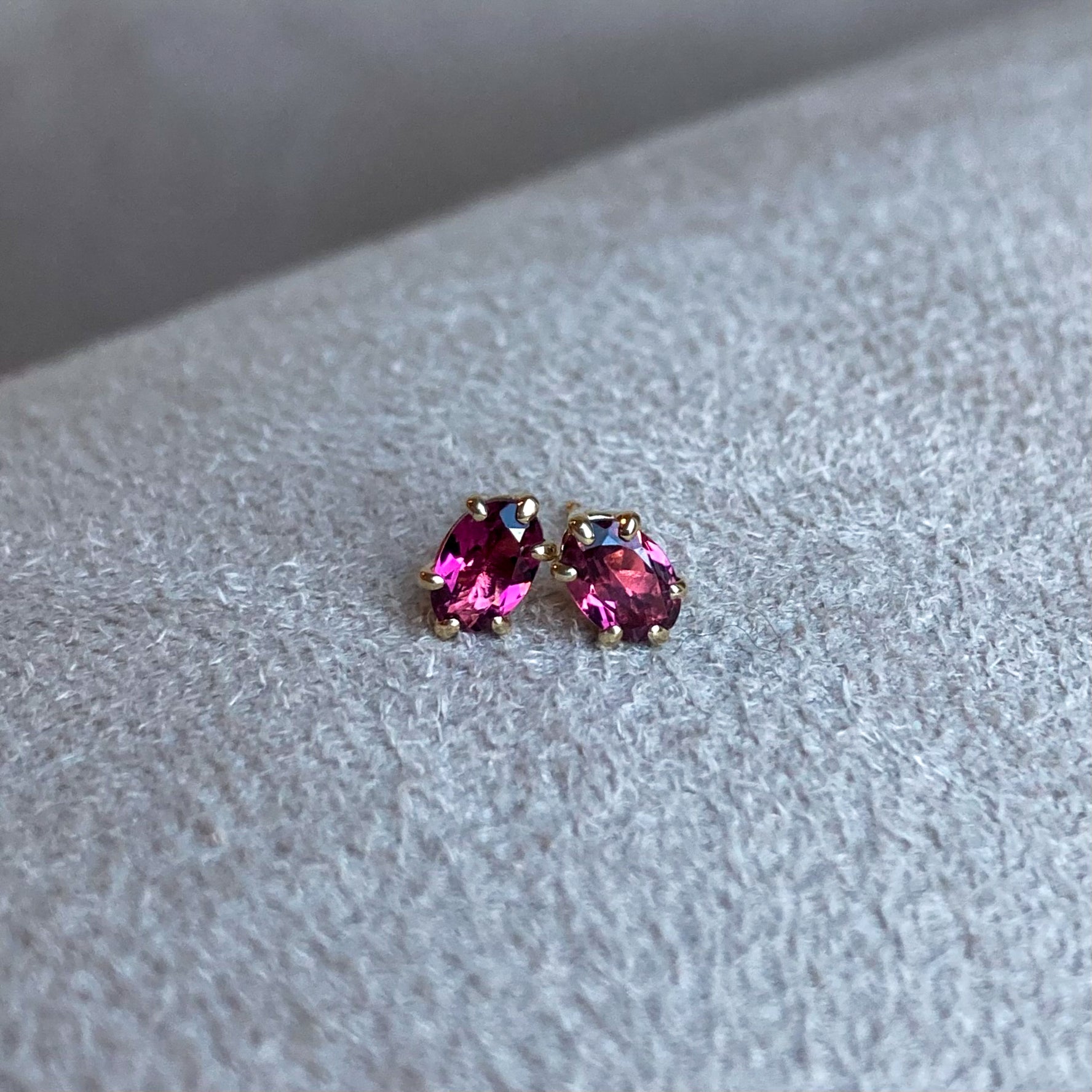 14k Rubellite Tourmaline Studs