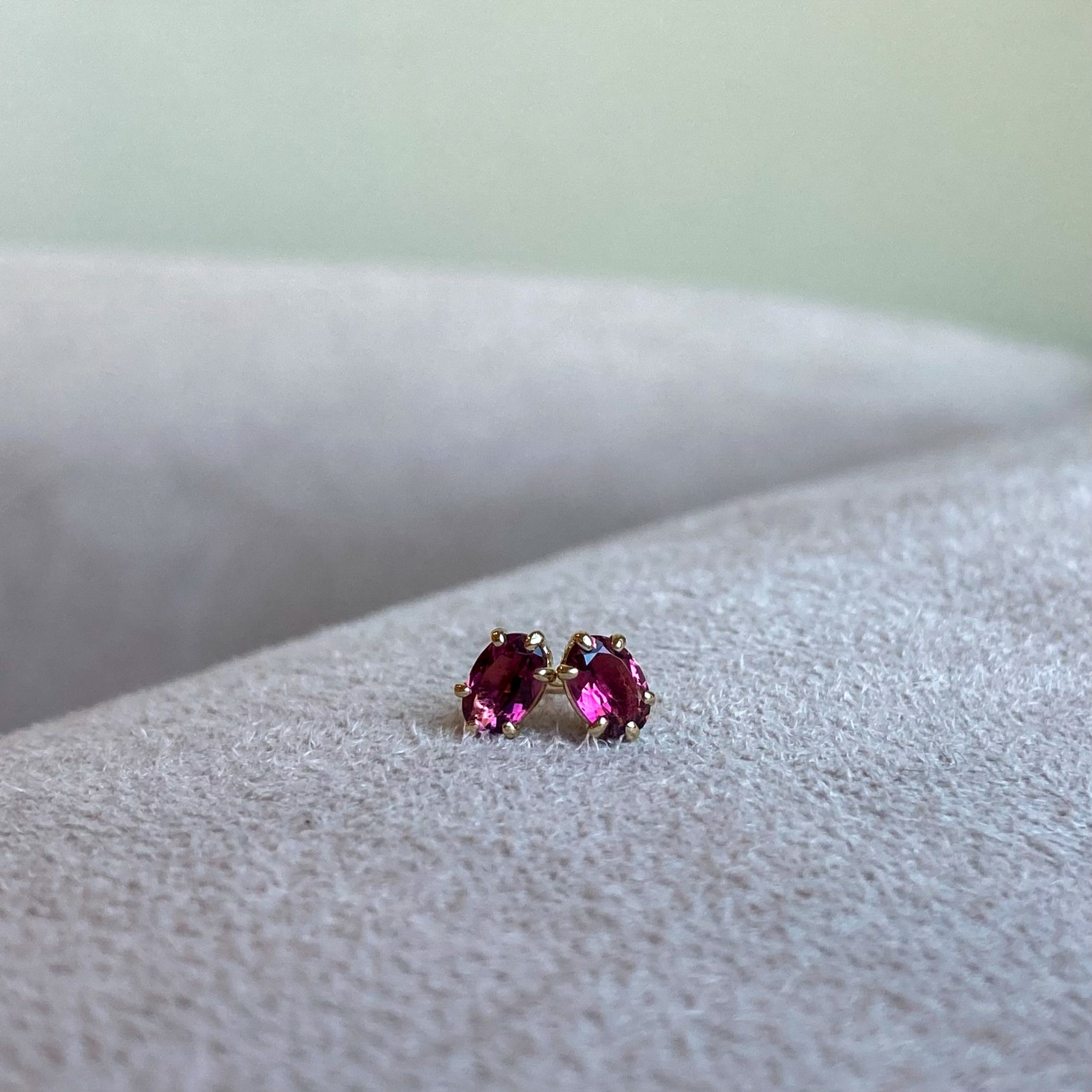 14k Rubellite Tourmaline Studs