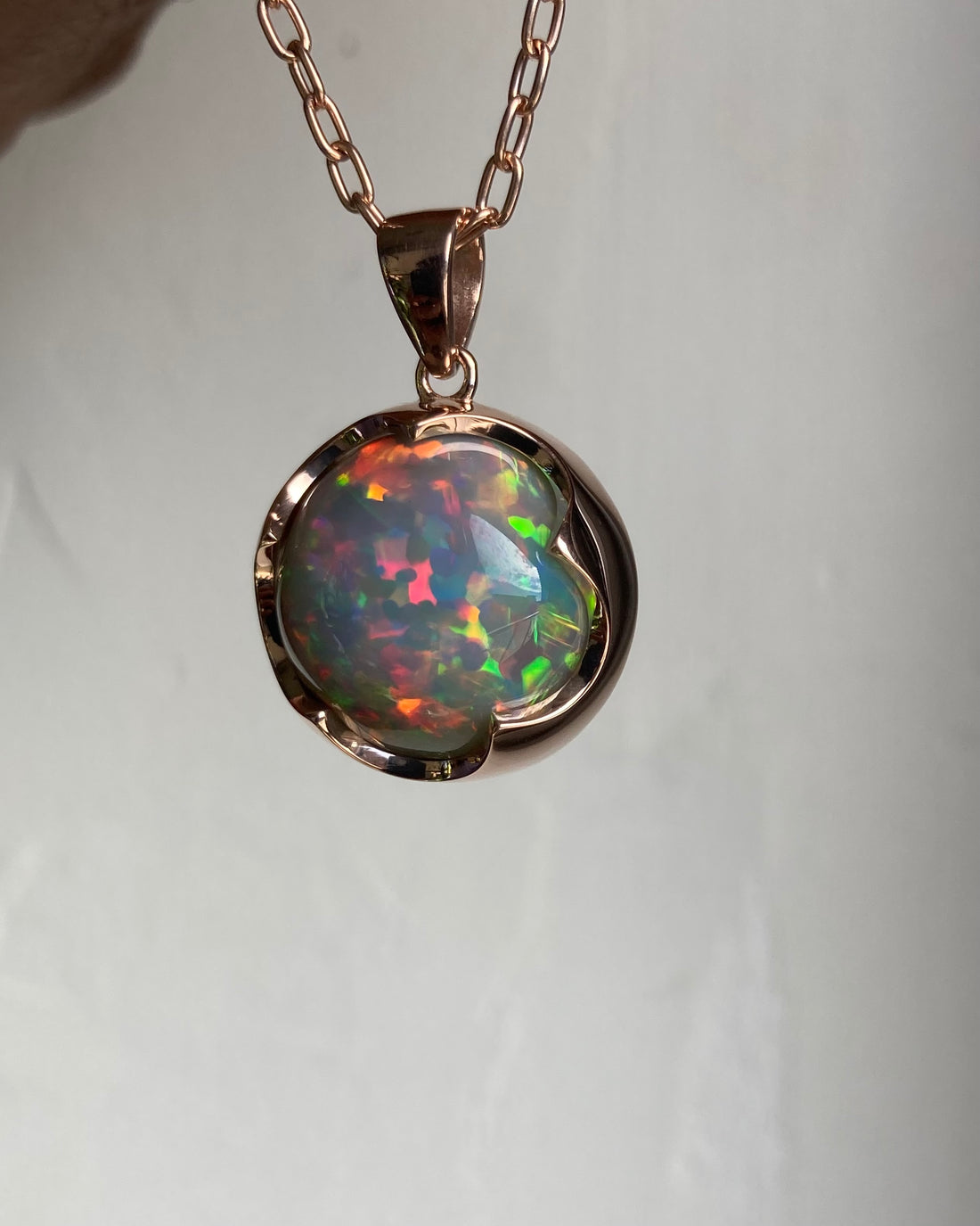 Rosebud - 18k Rose Gold Opal Pendant