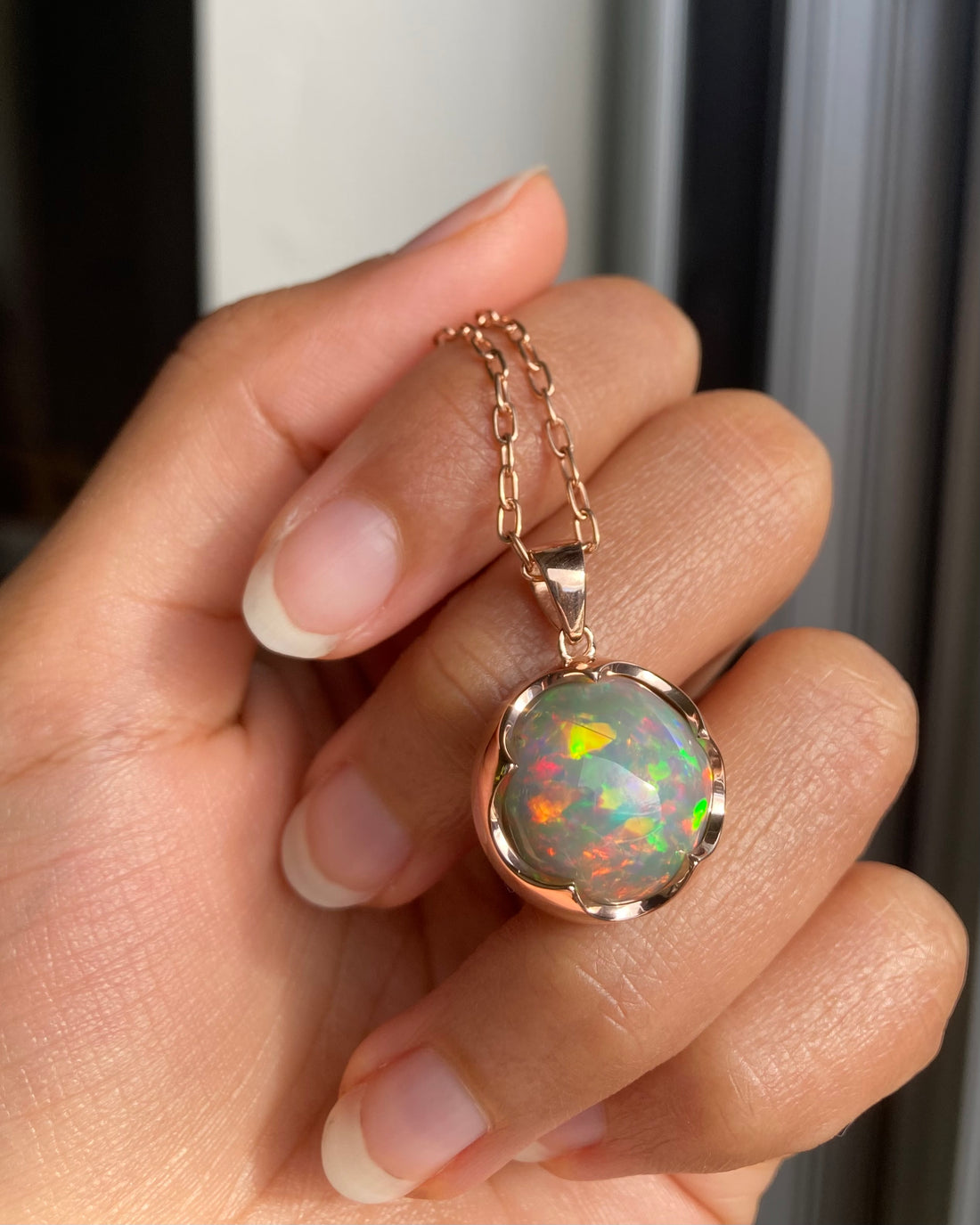 Rosebud - 18k Rose Gold Opal Pendant