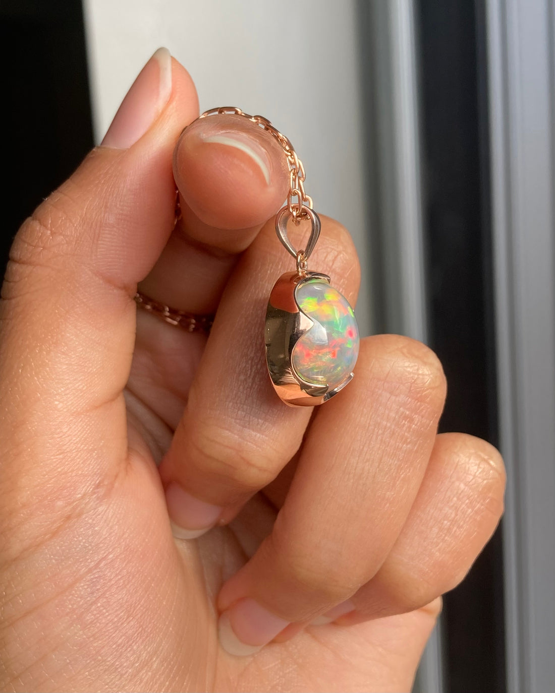 Rosebud - 18k Rose Gold Opal Pendant
