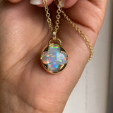 Clover - 14k White Opal Pendant