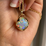 Clover - 14k White Opal Pendant