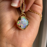 Clover - 14k White Opal Pendant