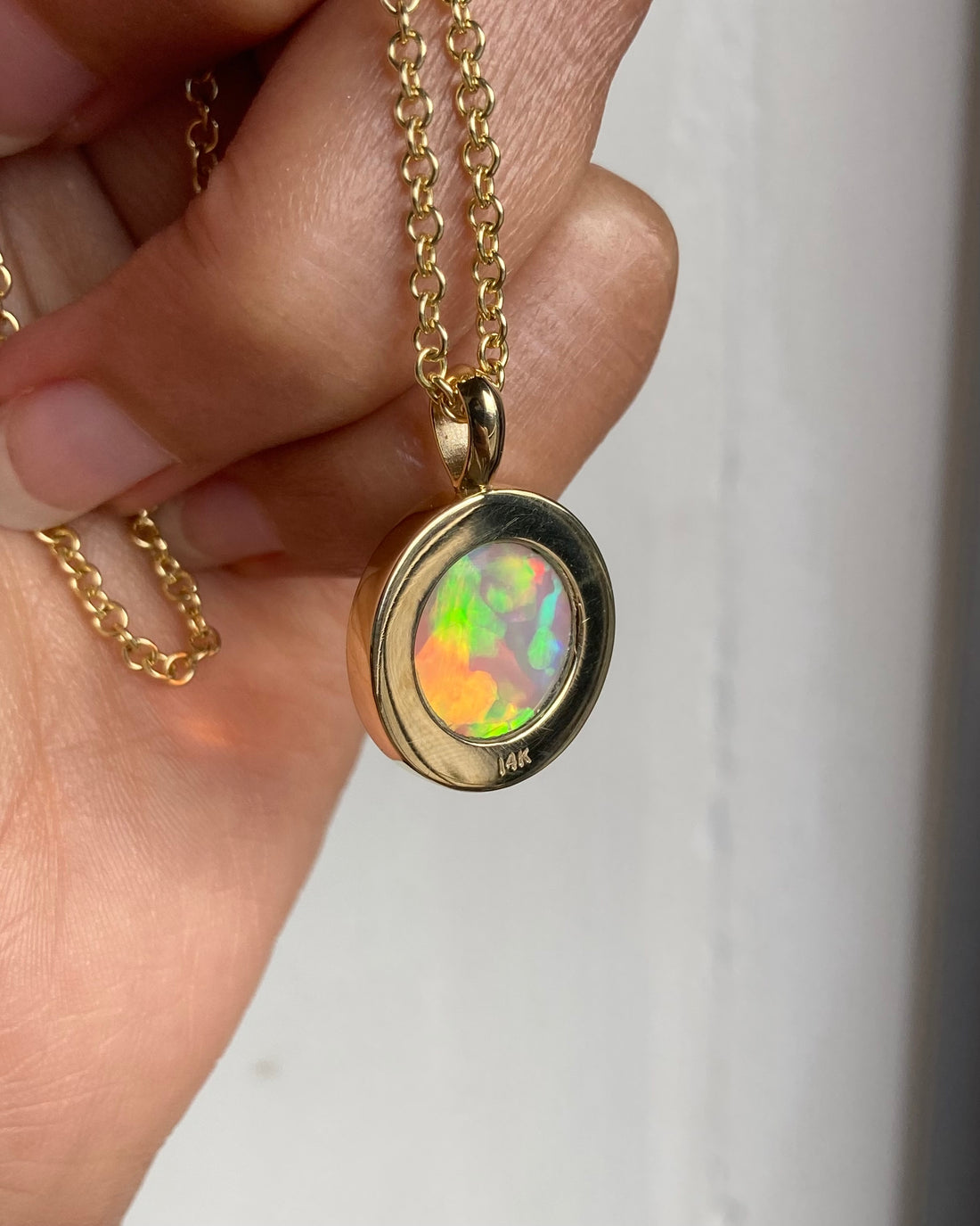 14k Crystal Opal Pendant