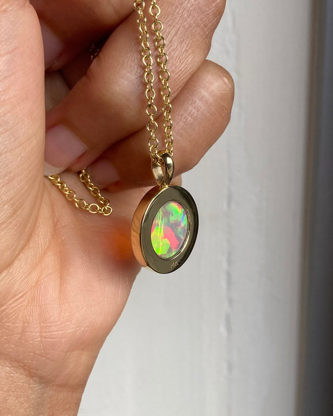 14k Crystal Opal Pendant