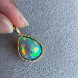 Ember - 14k Gold Opal Pendant with Milgrain