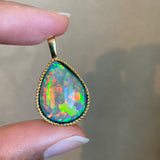 Ember - 14k Gold Opal Pendant with Milgrain