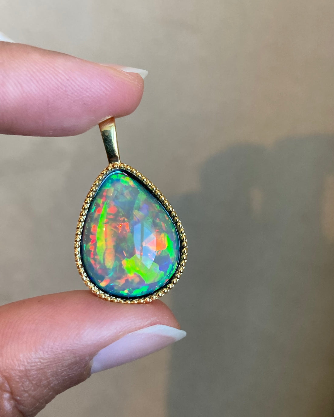 Ember - 14k Gold Opal Pendant with Milgrain
