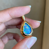 Ember - 14k Gold Opal Pendant with Milgrain